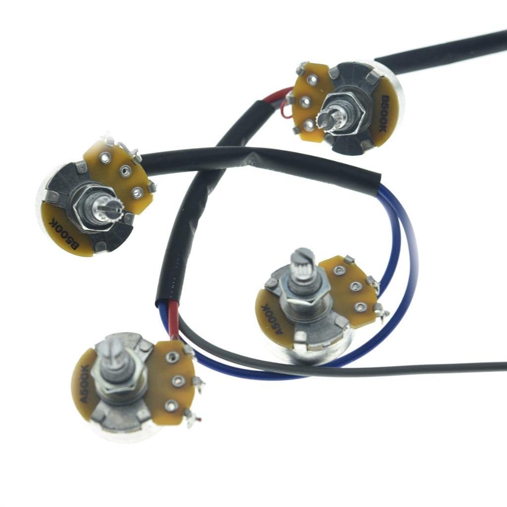 Guitar Prewired Wiring Harness Humbucker Solderless Wiring Harness 2V2T with 500K Pots and 3 Way Toggle Switch For Dot Series
